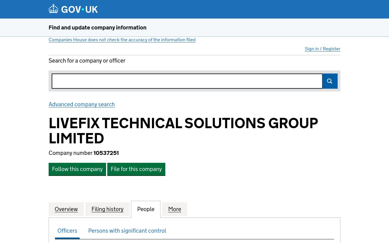 Screenshot of the Companies House page for company 10537251
